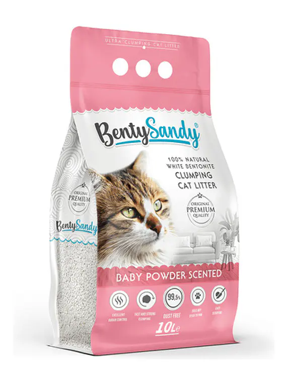 Bentysandy Arena Sanitaria Gato Talco 8.5kg Absorbente Olor