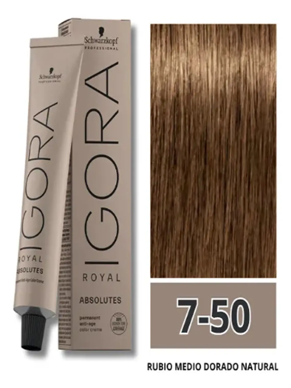 IGORA Royal Absolutes Tono 7-50 Rubio Medio Dorado Natural. 1