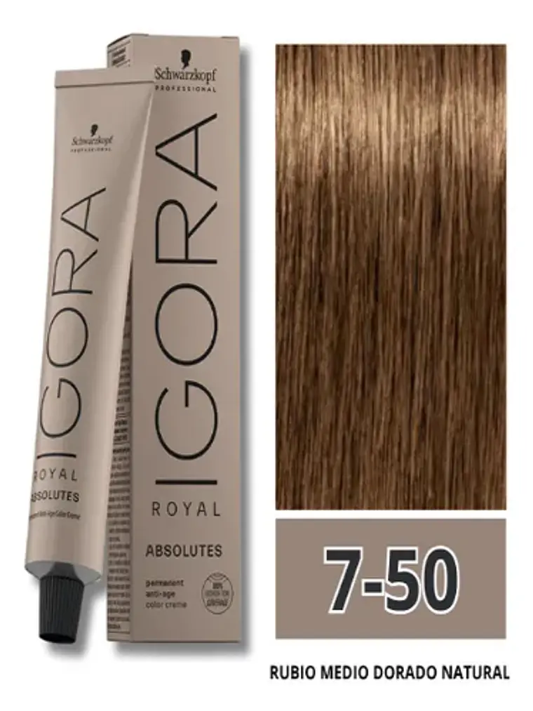 IGORA Royal Absolutes Tono 7-50 Rubio Medio Dorado Natural. 1