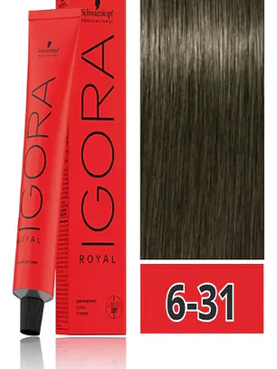 Tintura Schwarzkopf Igora Royal 6-31 - Rubio Oscuro Mate Ceniza (60ml)