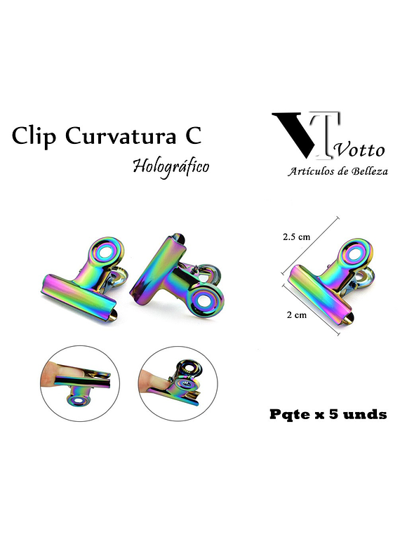 Clip Curvatura C Holográfico pqte x5 unds