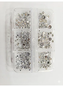Set de perlas planas x6 unds ( dorado y plateado)