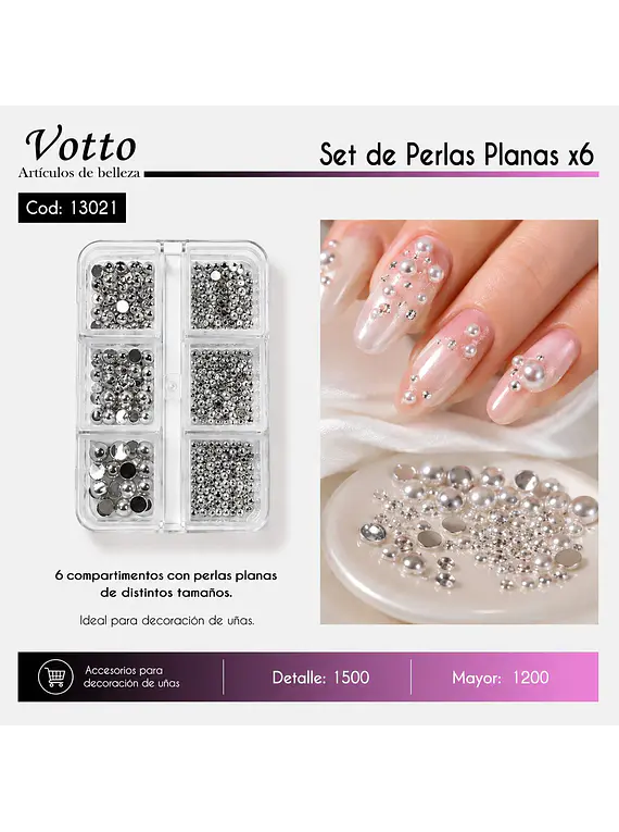 Set De Perlas Planas x6