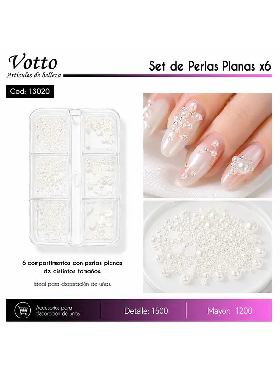 Set De Perlas Planas x6