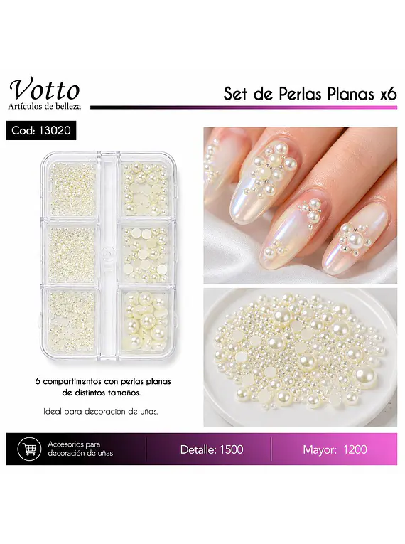 Set De Perlas Planas x6