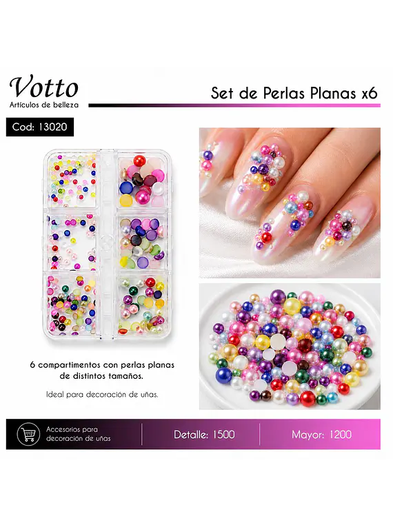 Set De Perlas Planas x6