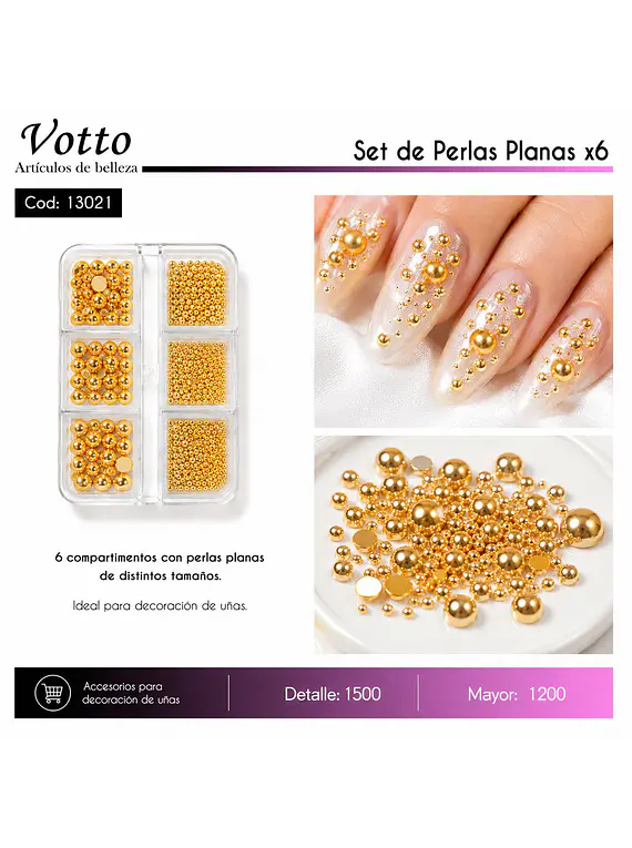 Set De Perlas Planas x6