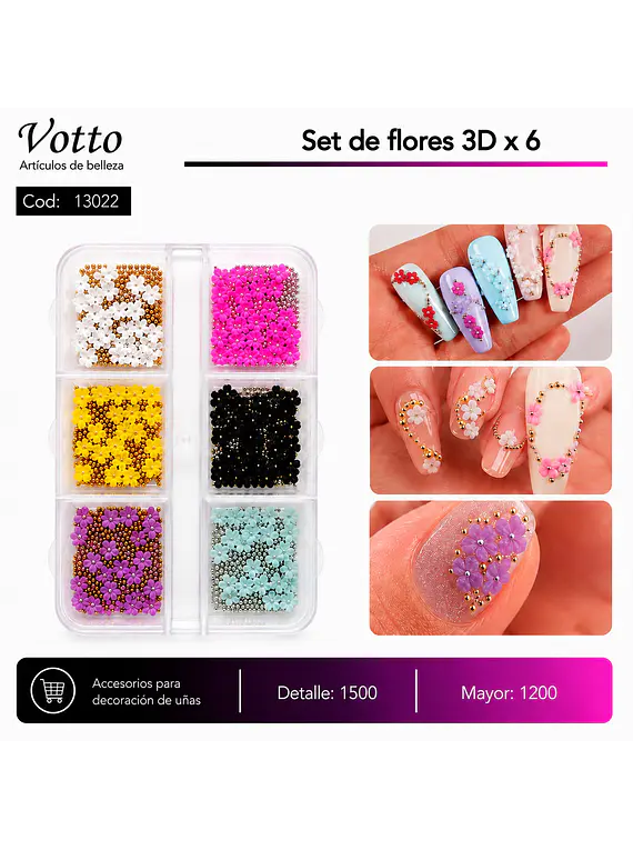 Set de flores 3D x6