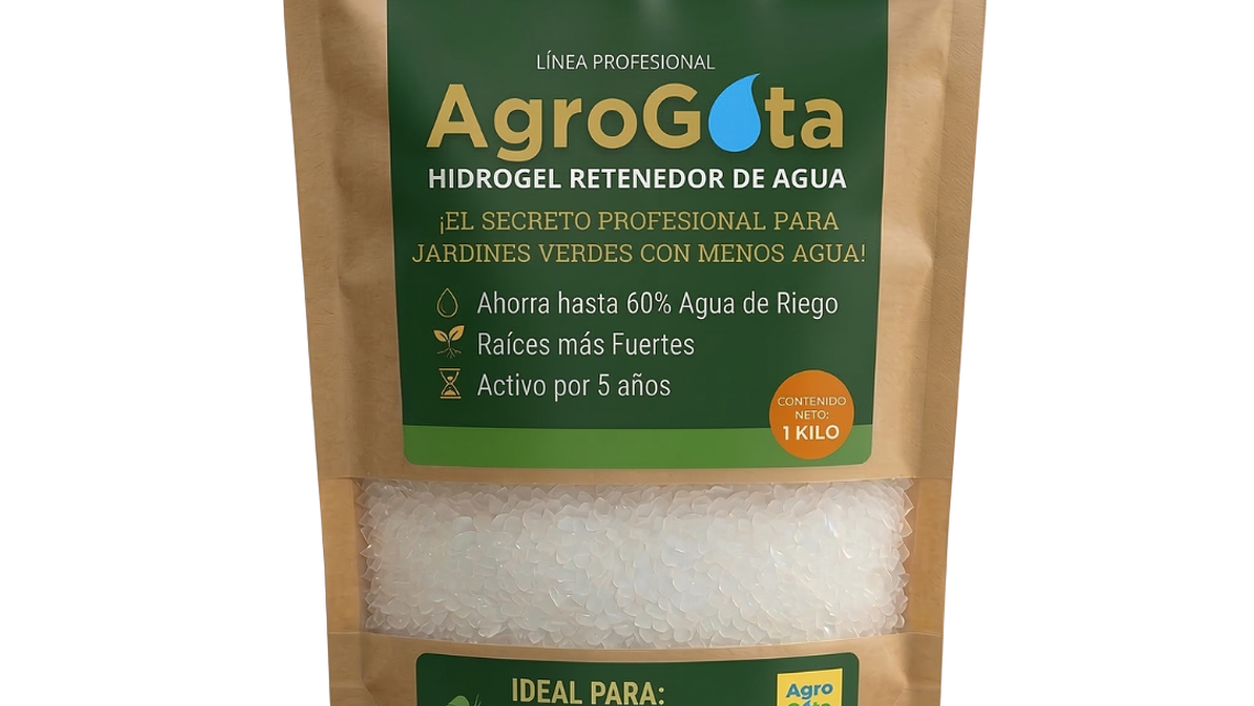 AgroGota 1 Kg  Hidrogel Retenedor de Agua (Polímero de Potasio) para Jardín y Plantas 1