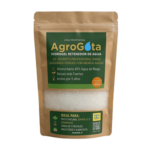 AgroGota 1 Kg  Hidrogel Retenedor de Agua (Polímero de Potasio) para Jardín y Plantas