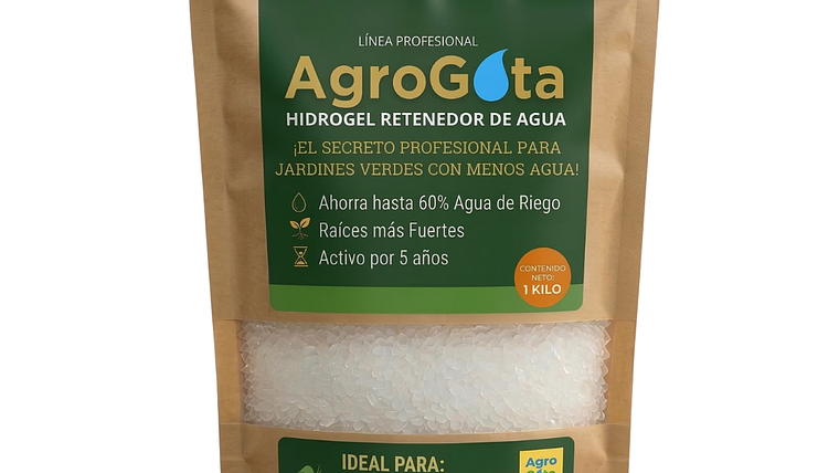 AgroGota 1 Kg  Hidrogel Retenedor de Agua (Polímero de Potasio) para Jardín y Plantas 1