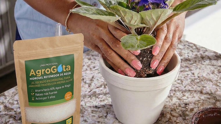 AgroGota 1 Kg  Hidrogel Retenedor de Agua (Polímero de Potasio) para Jardín y Plantas 2