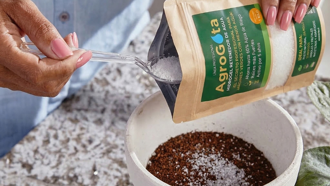 AgroGota 1 Kg  Hidrogel Retenedor de Agua (Polímero de Potasio) para Jardín y Plantas 3