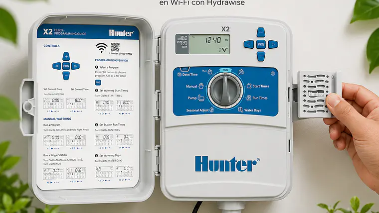Kit Riego Automático 4 Zonas Hunter X2-401E + 4 Electroválvulas PGV 3