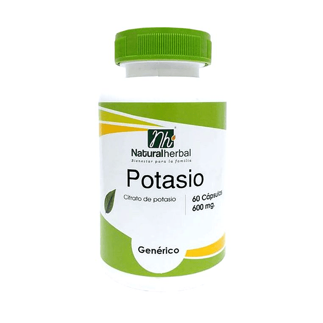 Potasio (Citrato de Potasio) - 60 Cápsulas 600 mg.