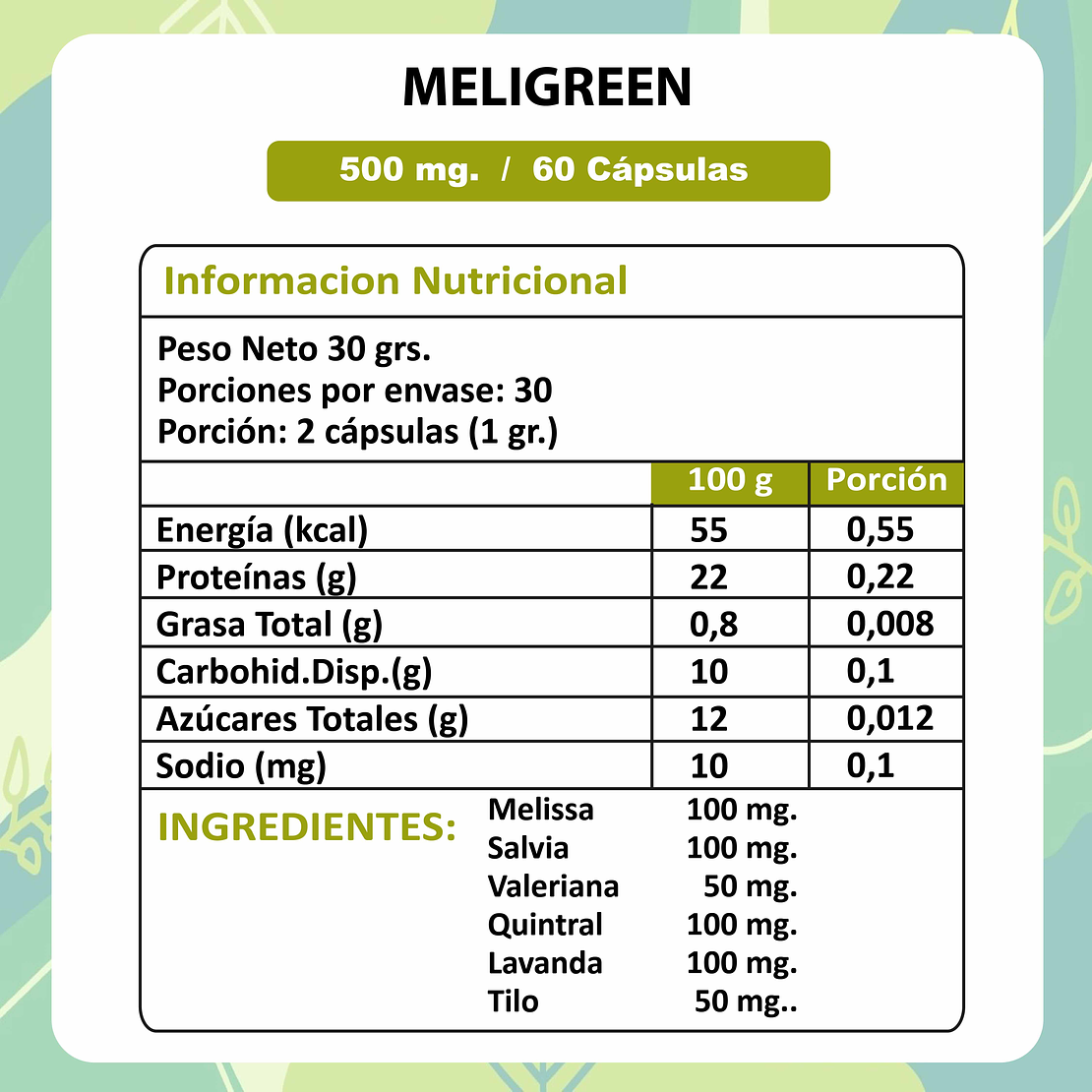 Meligreen - 60 Cápsulas 500 mg. 4