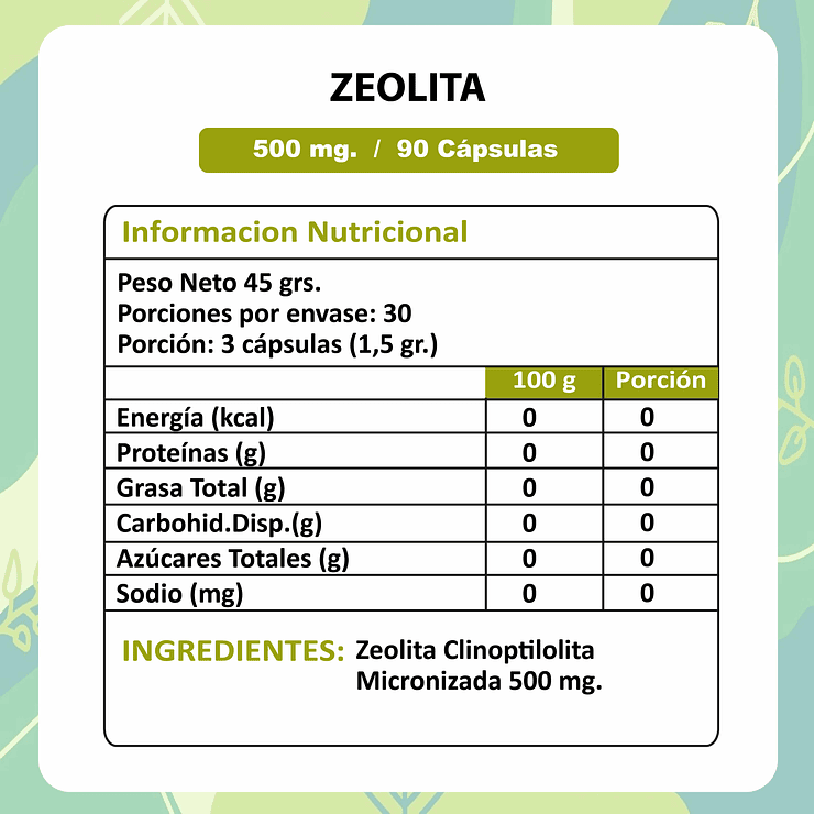 Zeolita - 90 Cápsulas 500 mg. 2