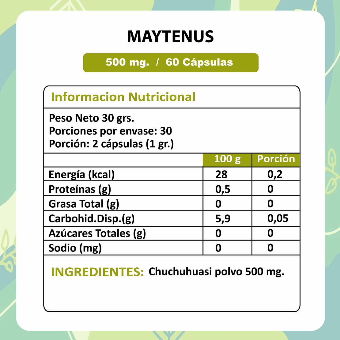 Maytenus (Chuchuhuasi) - 60 Cápsulas 500 mg. 3