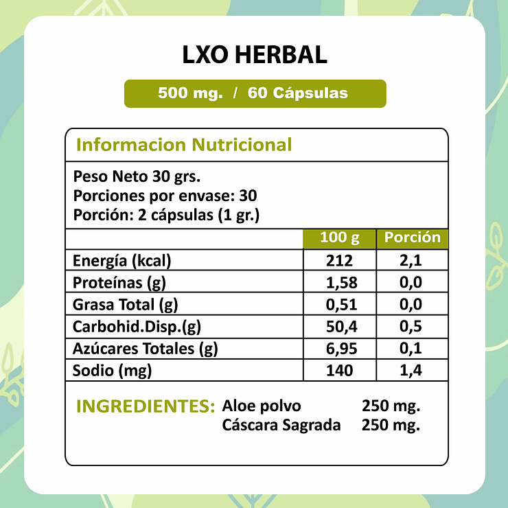 Lxo Herbal - 60 Cápsulas 500 mg. 4