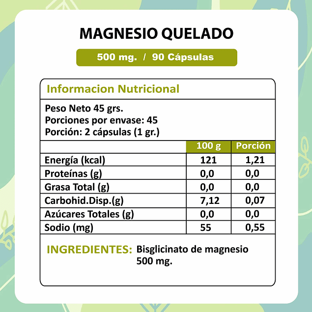 Magnesio Quelado 500 mg x 90 caps