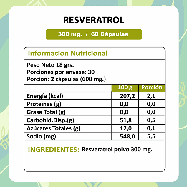 Resveratrol 300 mg x 60 capsulas