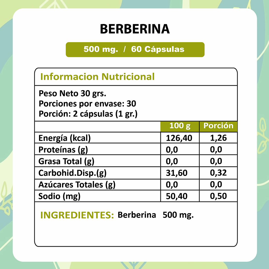 Berberina 500 mg x 60 caps 3