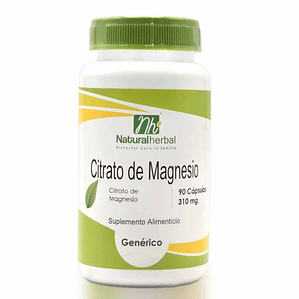 Citrato de Magnesio - 90 Cápsulas 310 mg.