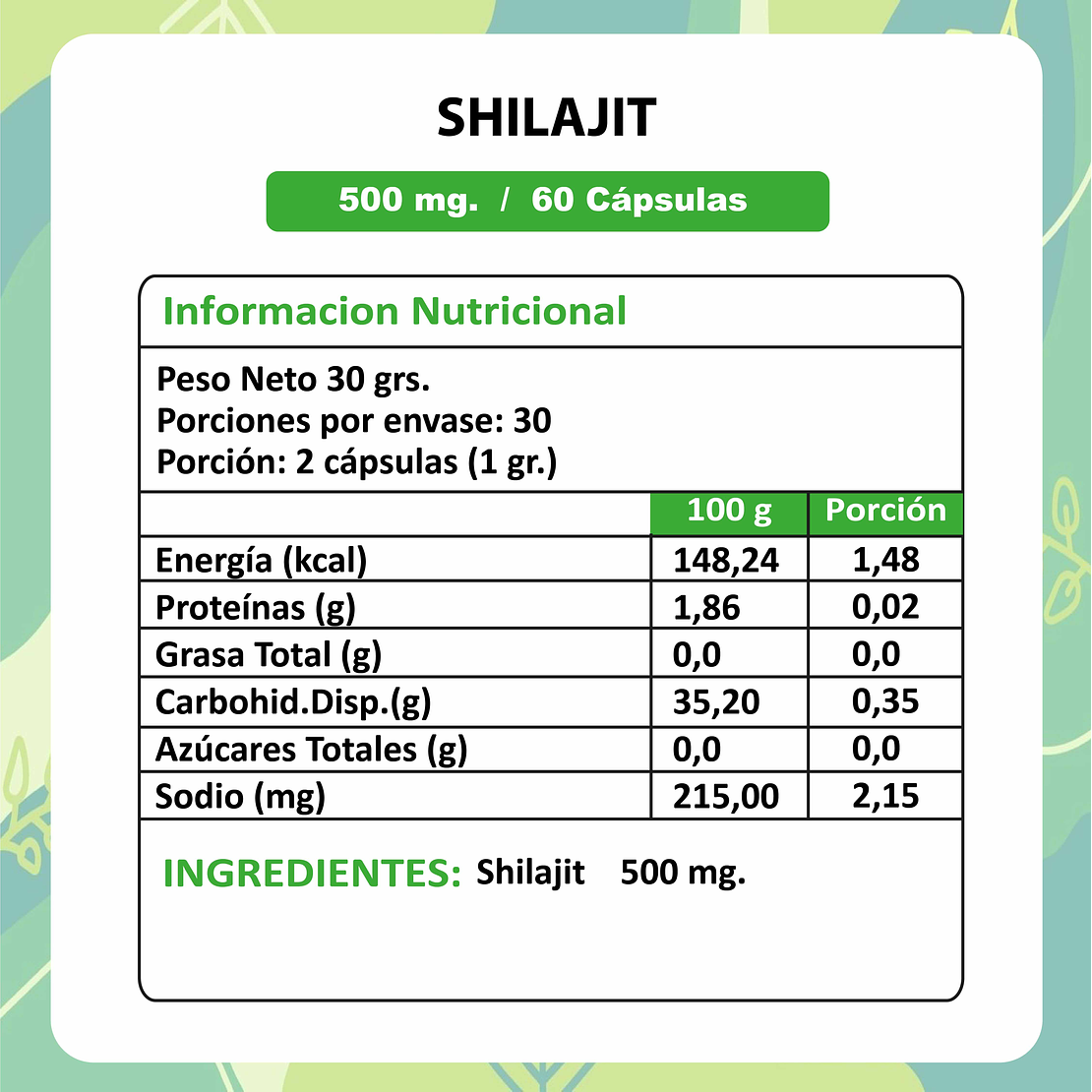 Shilajit 500 mg x 60 capsulas 3