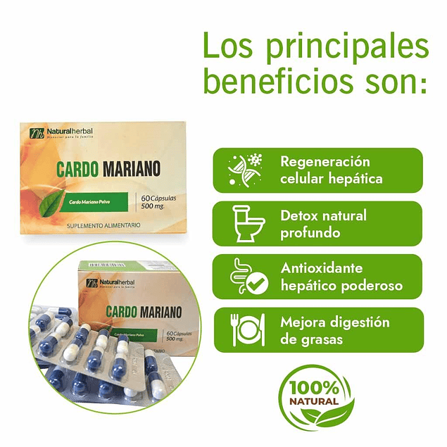 Cardo Mariano - 60 Cápsulas 500 mg.