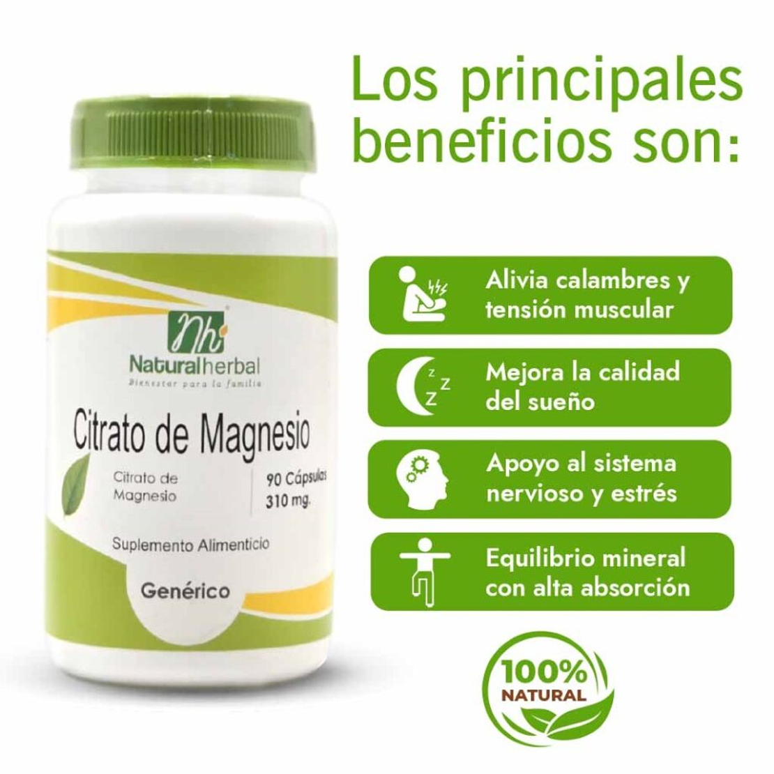 Citrato de Magnesio - 90 Cápsulas 310 mg. 3