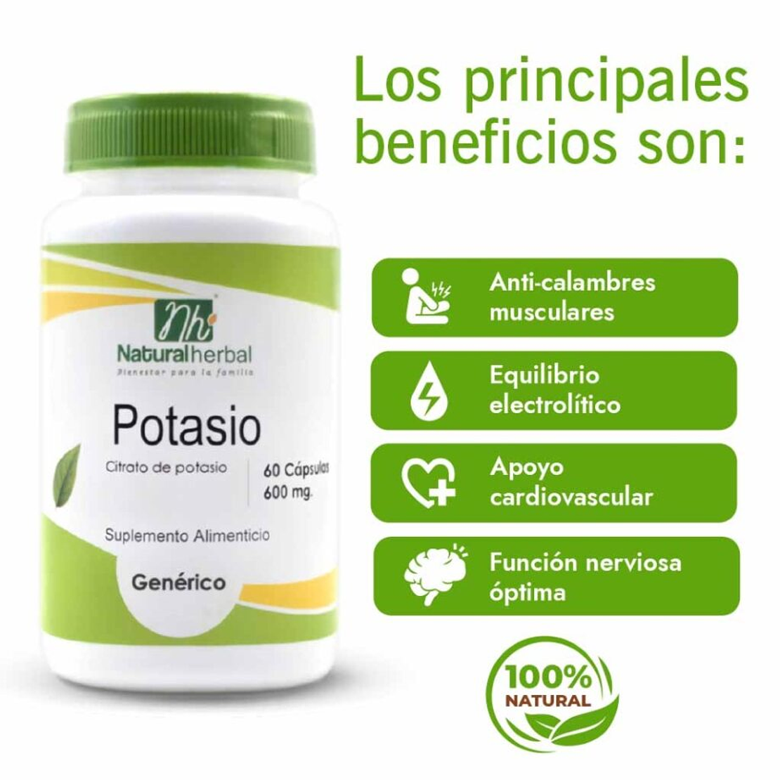 Potasio (Citrato de Potasio) - 60 Cápsulas 600 mg. 3
