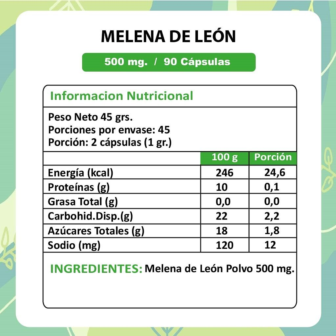 Melena de Leon 90 capsulas 500 mg 3