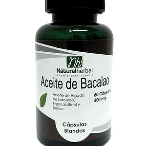 Aceite Bacalao - 60 Cápsulas 400 mg.