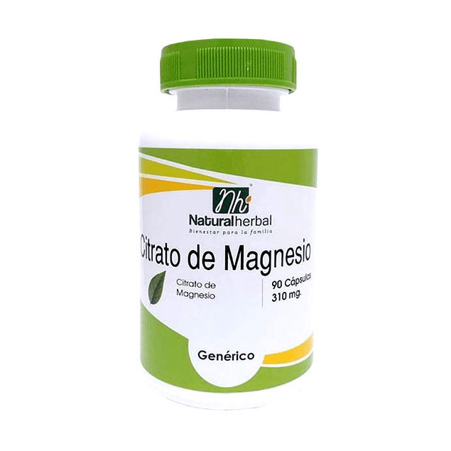 Citrato de Magnesio - 90 Cápsulas 310 mg.