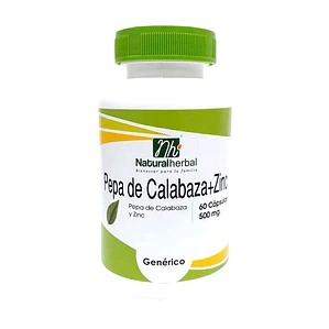 Pepa de Calabaza + Zinc - 60 Cápsulas 500 mg.