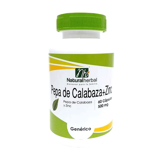 Pepa de Calabaza + Zinc - 60 Cápsulas 500 mg.
