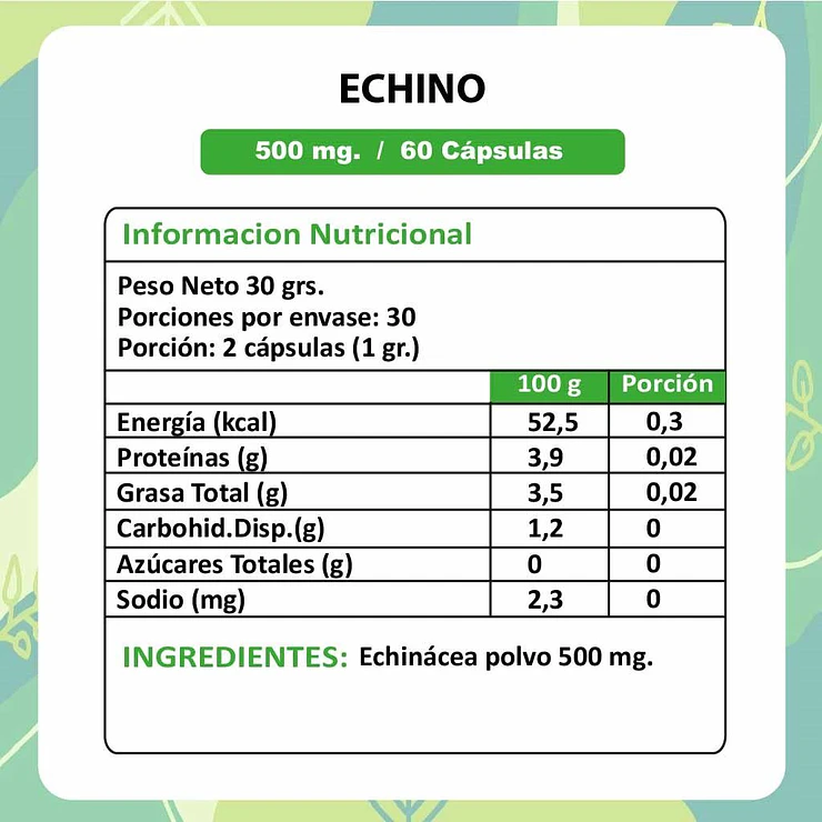 Echino (Echinacea) - 60 Cápsulas  500 mg 2