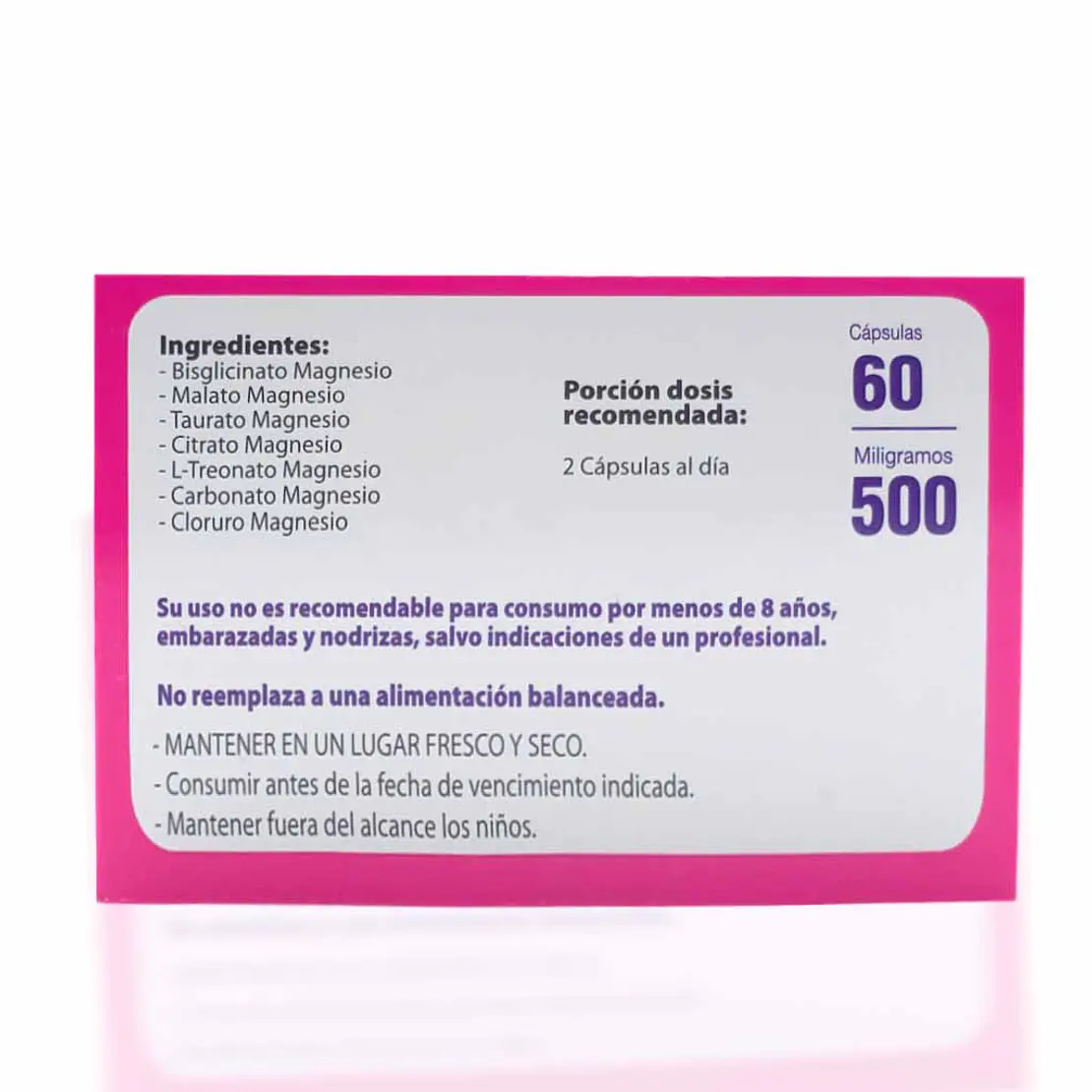 Hepta Magnesio 60 Cápsulas 500 mg 2