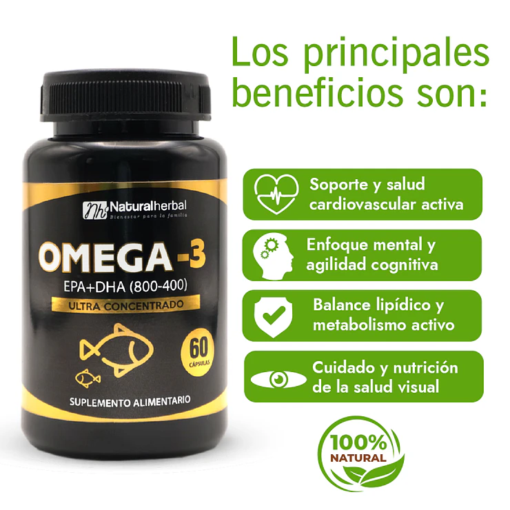 Omega 3 Ultra Concentrado 800 EPA / 400 DHA - 60 Cápsulas 2