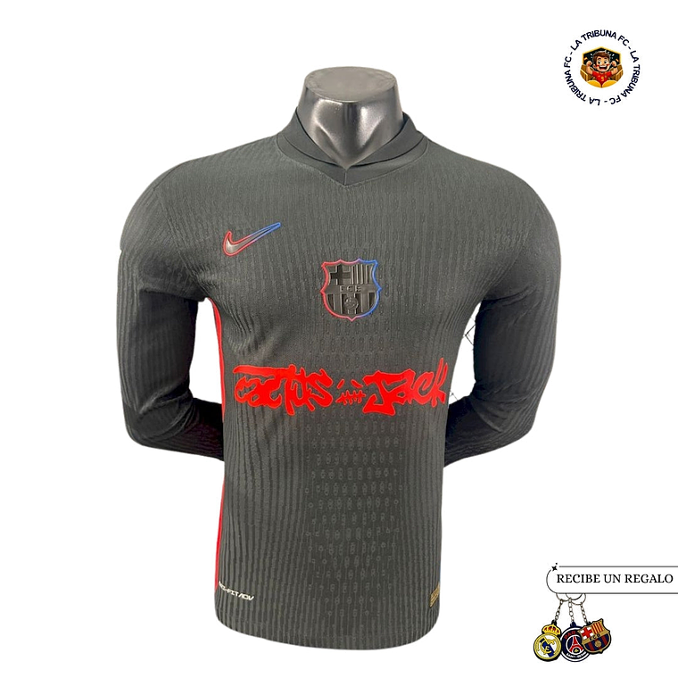 BARCELONA x TRAVIS SCOTT CACTUS JACK NEGRA 2025 EDICIÓN LIMITADA VERSION JUGADOR (MANGA LARGA) 1