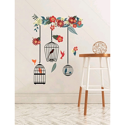 Sticker decoración para habitación pajaritos flores