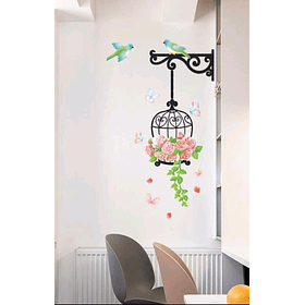 Sticker decoración para habitación pajarera flores