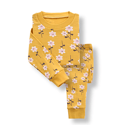 Pijama de algodón 2 piezas - Flores amarillo