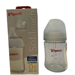 Mamadera Pigeon SofToch 160ml de Vidrio 0+ Meses 