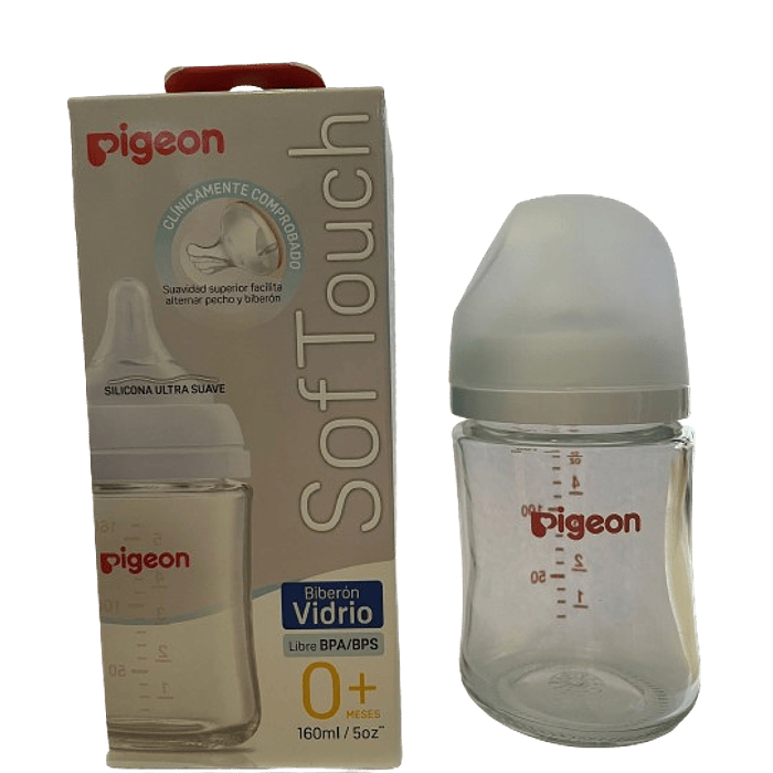 Mamadera Pigeon SofToch 160ml de Vidrio 0+ Meses 