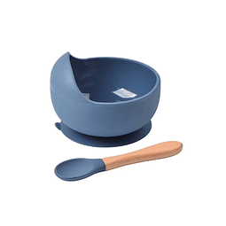 Bowl/Taza + Cubierto de silicona Azul