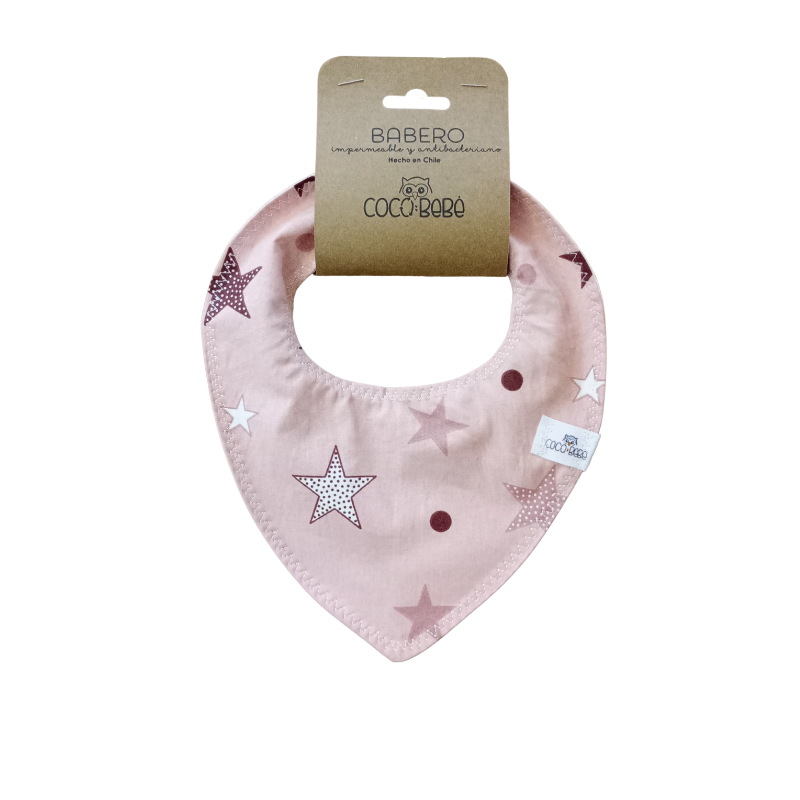 Babero de algodón antibacteriano - Rosado Estrellas