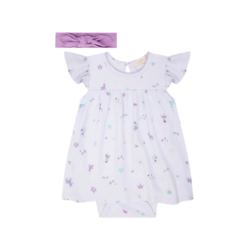 Vestido de algodón + cintillo Morado