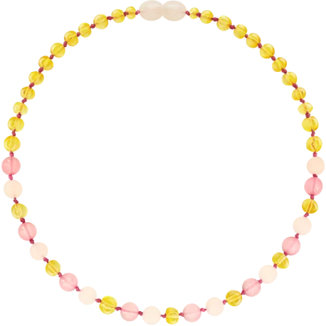 Collar de  Ámbar Báltico y Cuarzo Rosado - Adulto