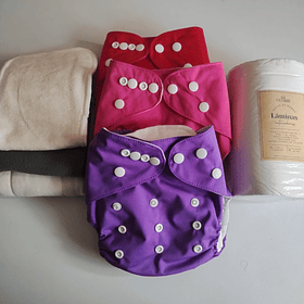 Pack tricolor de pañales ecológicos "únicos"